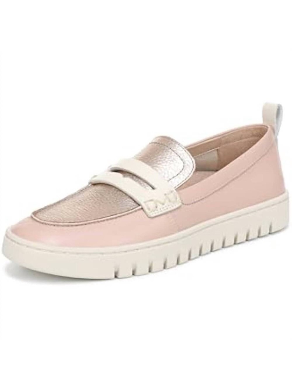 Vionic Uptown in Rugby Tan Leather Womens Slip-On Loafer Metallic Accent 9 Wide